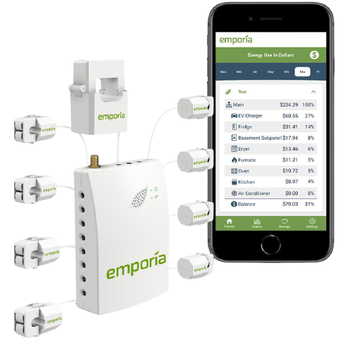 energy audit device to monitor 8 individual circuits or loads of single phase