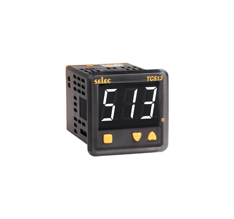SELEC TC513CX is a 3-Digit single White display, Single set point, Temperature controller with Relay/SSR output, 48 x 48mm size, 90 to 270V AC / DC