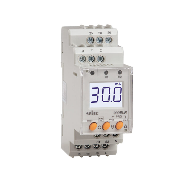 SELEC 900ELR-2-230V-CE is a Din rail Mount Earth Leakage Relay (ELR), that detects leakage current for single-phase and three-phase electrical systems.