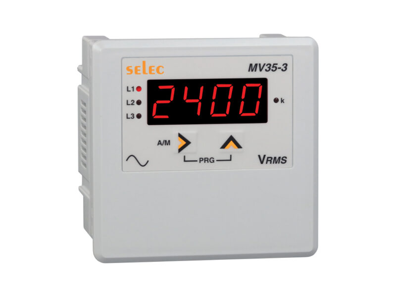 Digital Panel Meter-Voltmeter, SELEC MV35-3-G-40/300V-CE New - Image 1