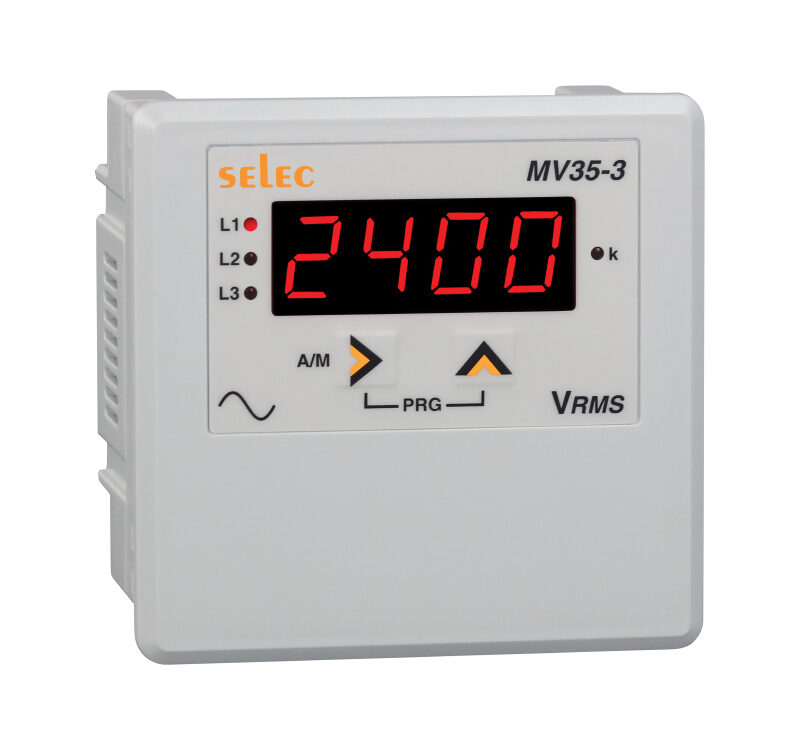 Digital Panel Meter-Voltmeter, SELEC MV35-3-G-40/300V-CE New