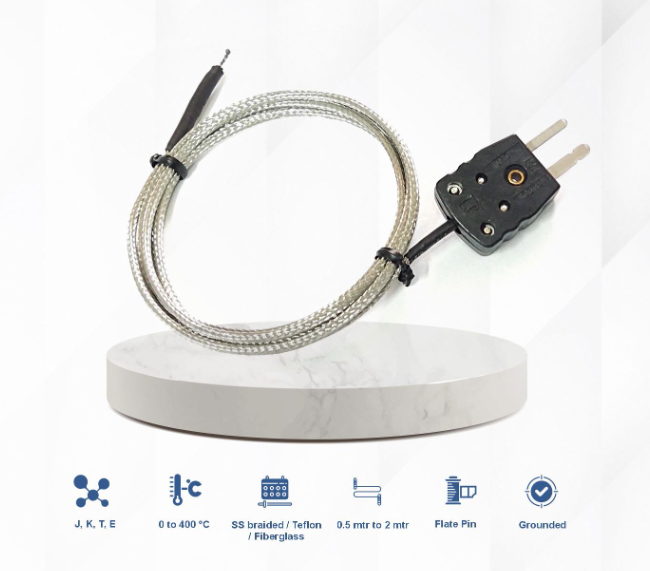 exposed junction thermocouple wire with connector-sensors and probes